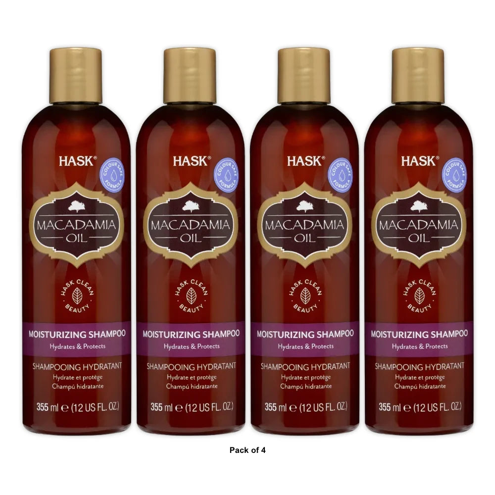 HASK Macadamia Oil Moisturizing Shampoo 12oz. (Pack of 4)