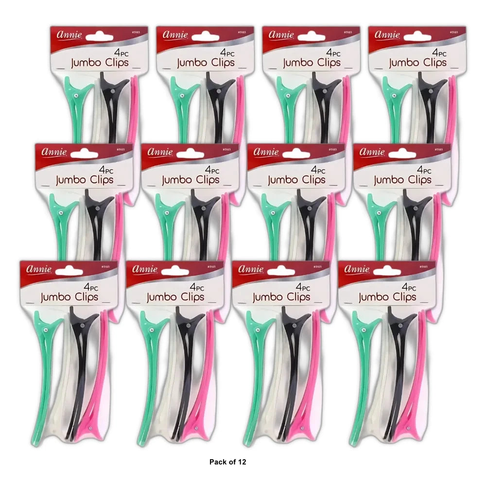 Annie Jumbo Hair Clips 4 Pcs 3183 (Pack of 12)