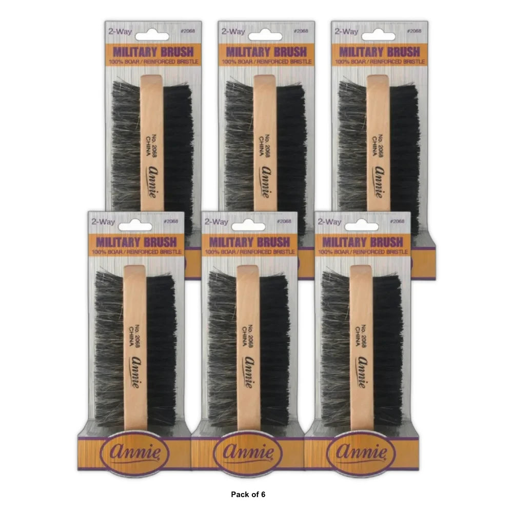 Annie 2 Way Military Brush Two Sided 100% Boar Reinforced 2068 (Pack of 6)