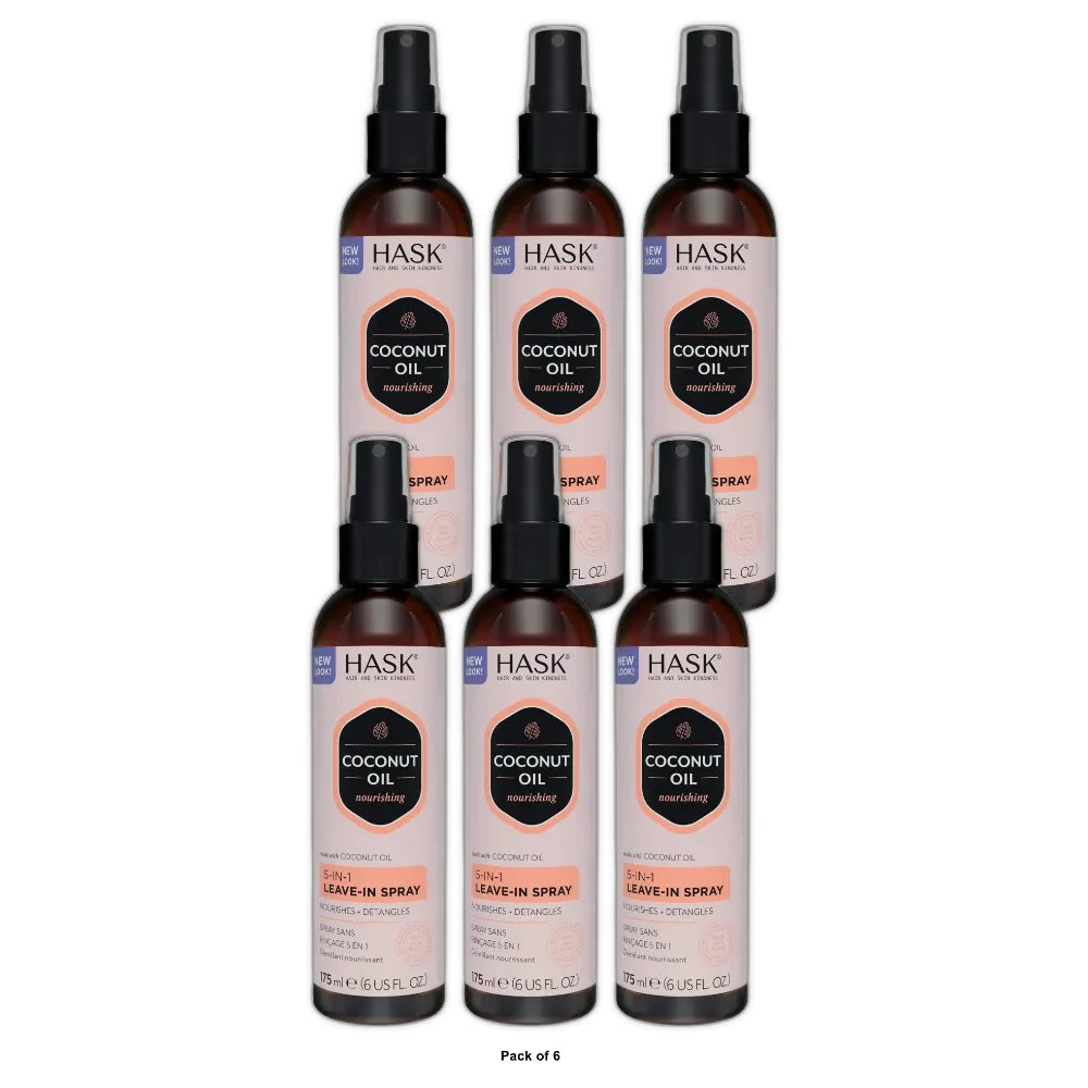 Hask Monoi Coconut Oil 5-in-1 Leave-In-Spray 6 Oz - (Pack of 6)