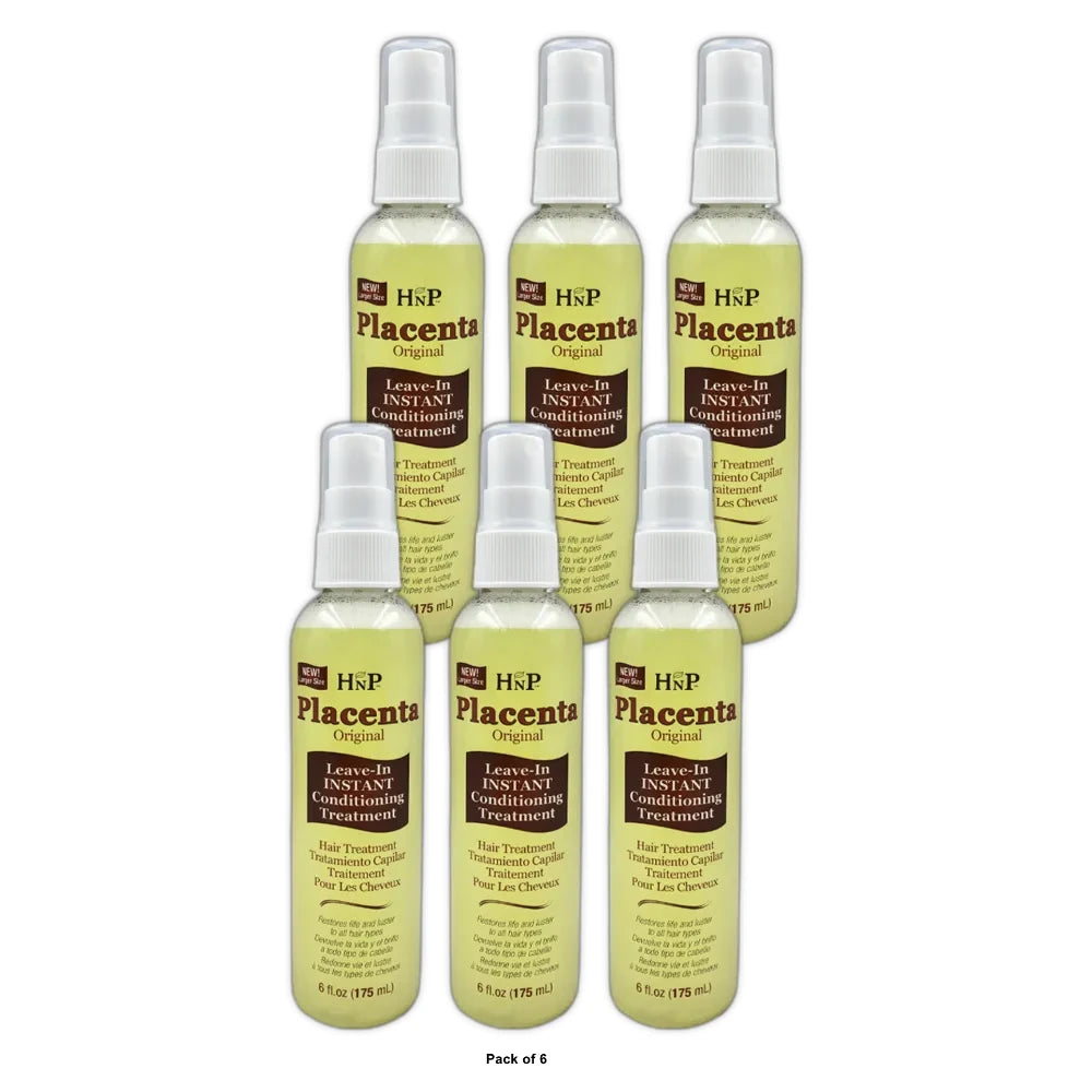 HNP Placenta Original Leave-in Instant Conditioning Treatment - All Hair Types 6 Oz (Pack of 6)
