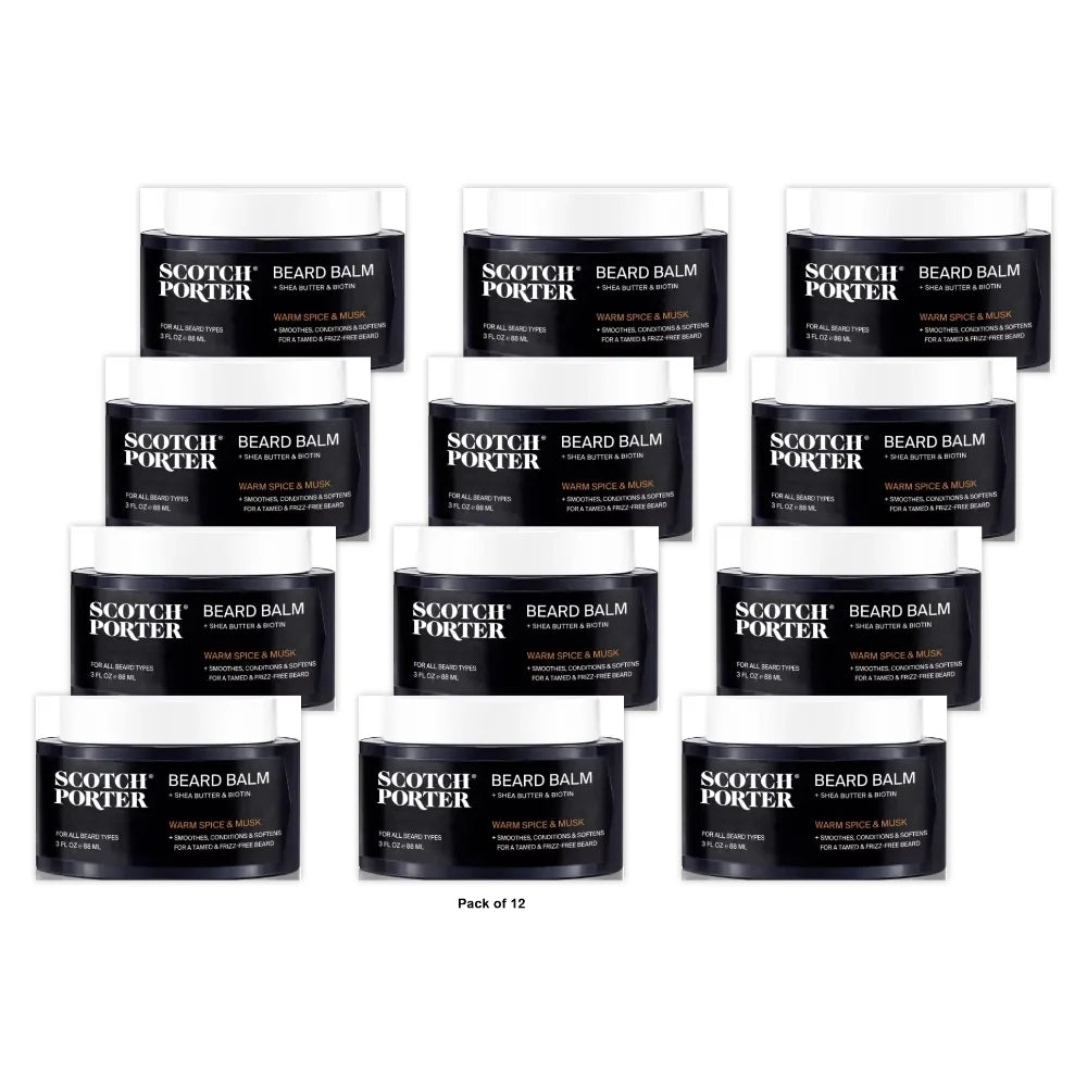 Scotch Porter Shea Butter & Biotin Conditioning Beard Balm – 3 fl oz (Pack of 12)