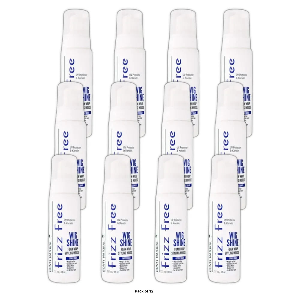 BONFI NATURAL - Frizz Free Wig Shine Mousse 8. Oz (Pack of 12)