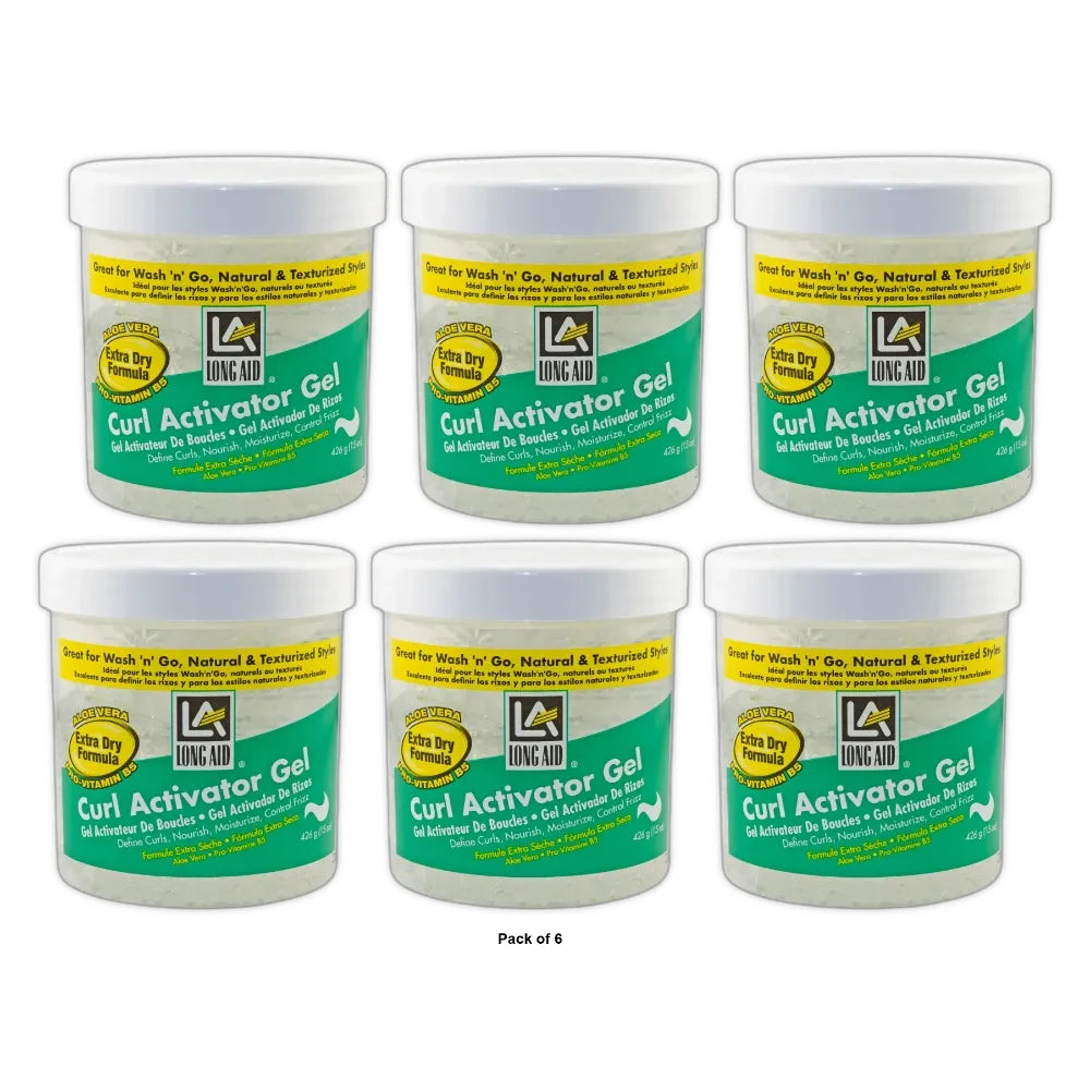 Long Aid Curl Activator Hair Styling Gel Extra Hold 15oz. Moisturizing Unisex (Pack of 6)