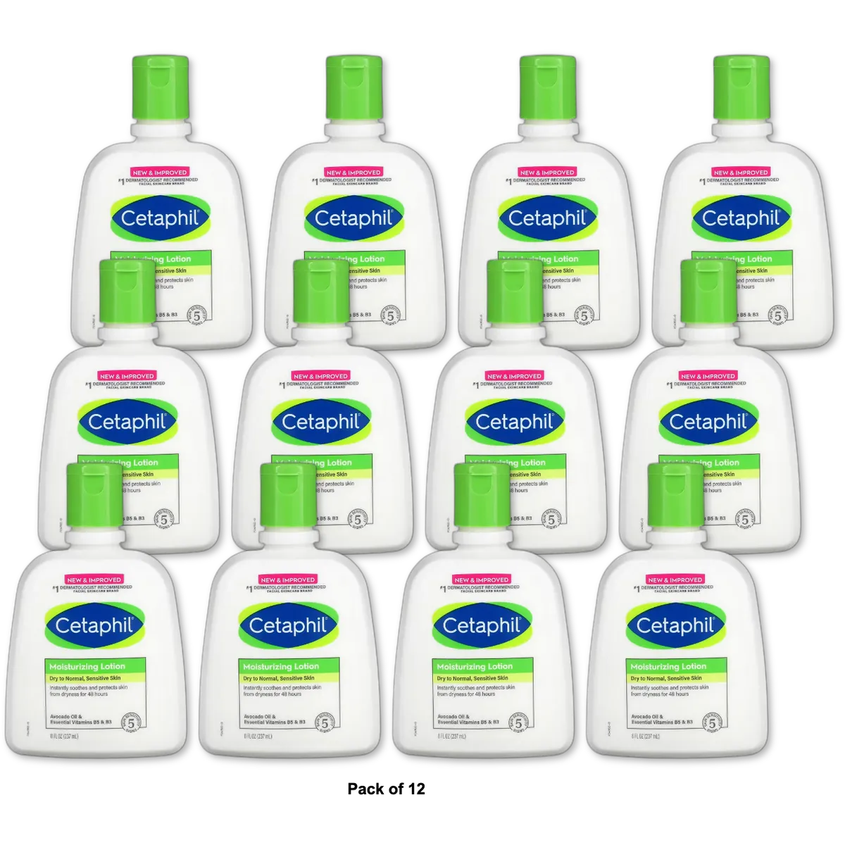 Cetaphil Moisturizing Lotion for Dry To Normal Sensitive Skin Avocado Oil 8Oz (Pack of 12)
