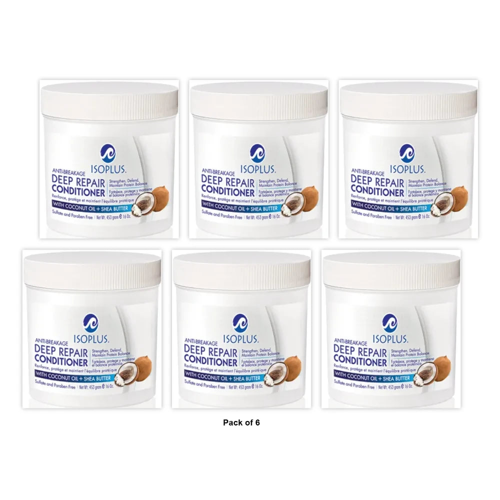 ISOPLUS - Anti-Breakage Deep Repair Conditioner With Coconut Oil 16 Oz (Pack of 6)