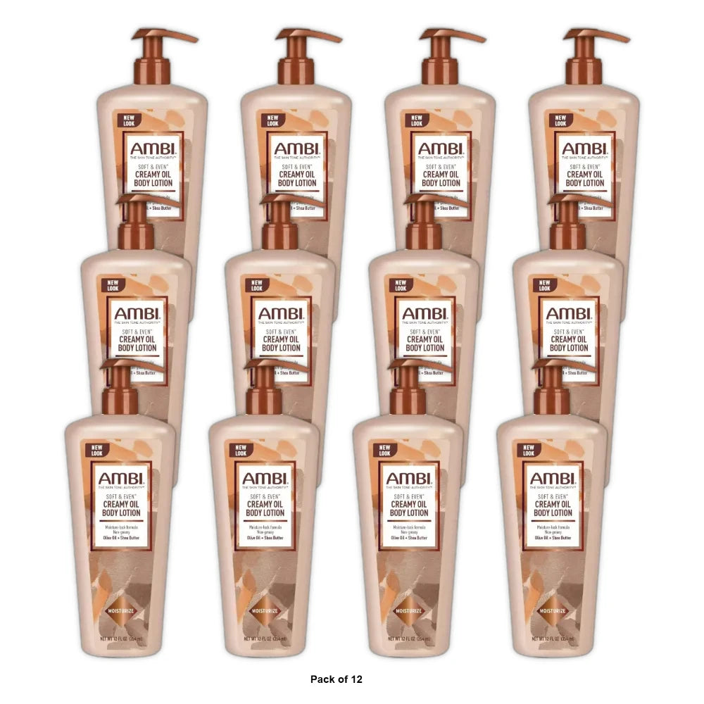 AMBI - Body Care Soft Even Creamy Oil Lotion 12 Oz (Pack of 12)