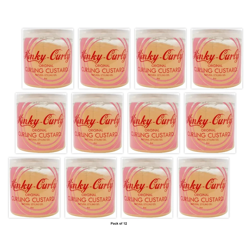 Kinky-Curly Original Curling Custard Natural Styling Gel (Size : 8 oz) (Pack of 12)