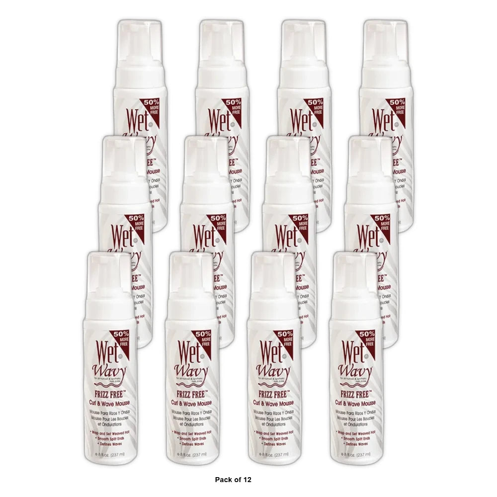 Wet N Wavy Frizz Free Curl Wave Mousse - 8 oz (Pack of 12)