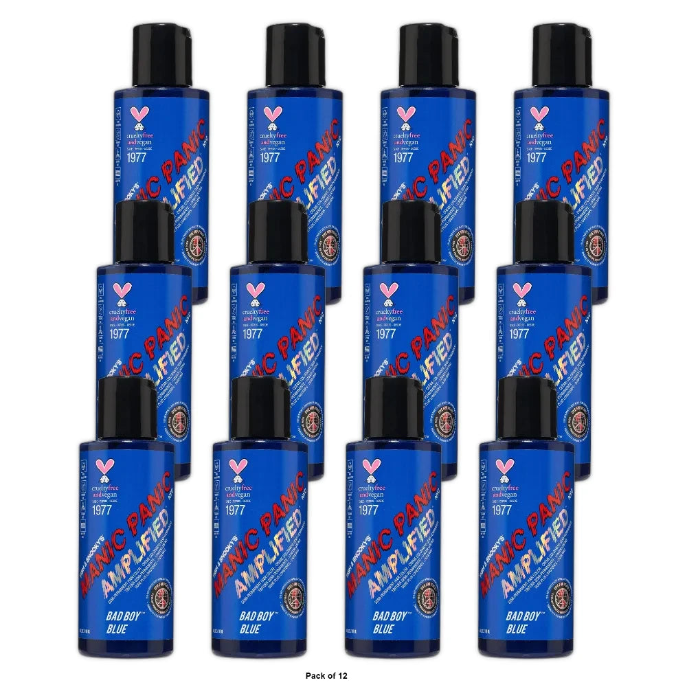 MANIC PANIC Bad Boy Blue Hair Color - Amplified - Semi-Permanent Hair Dye - Dark 4 Oz (Pack of 6)