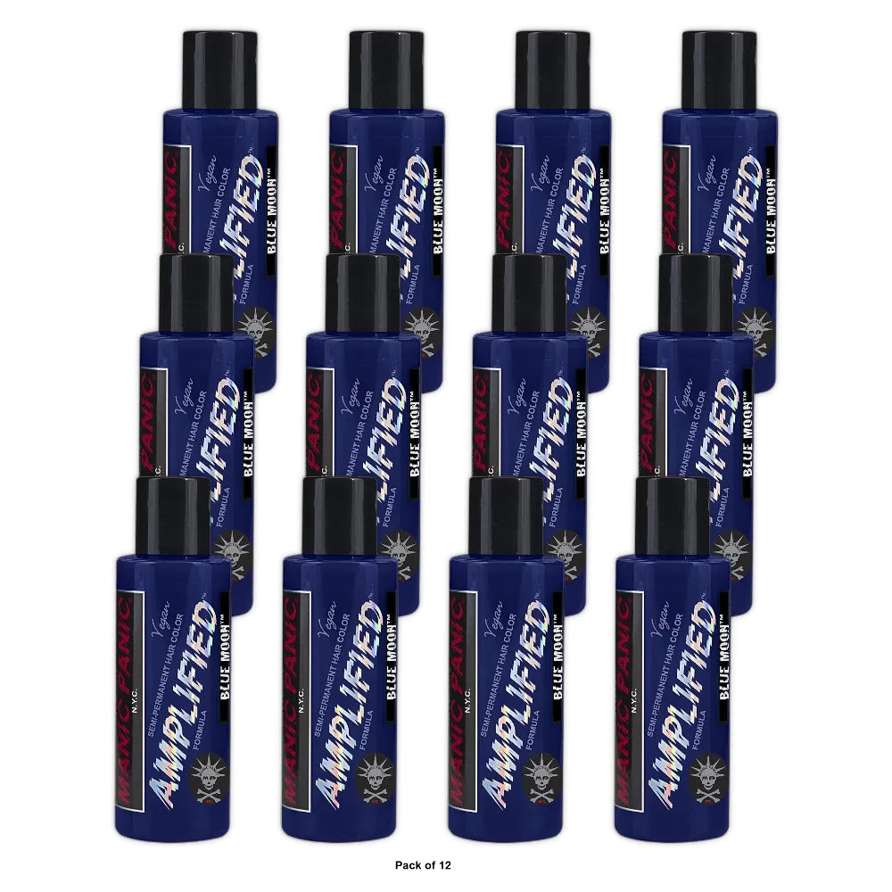 MANIC PANIC Blue Moon Hair Color - Amplified - Semi-Permanent Hair Dye - Bright (Pack of 6)