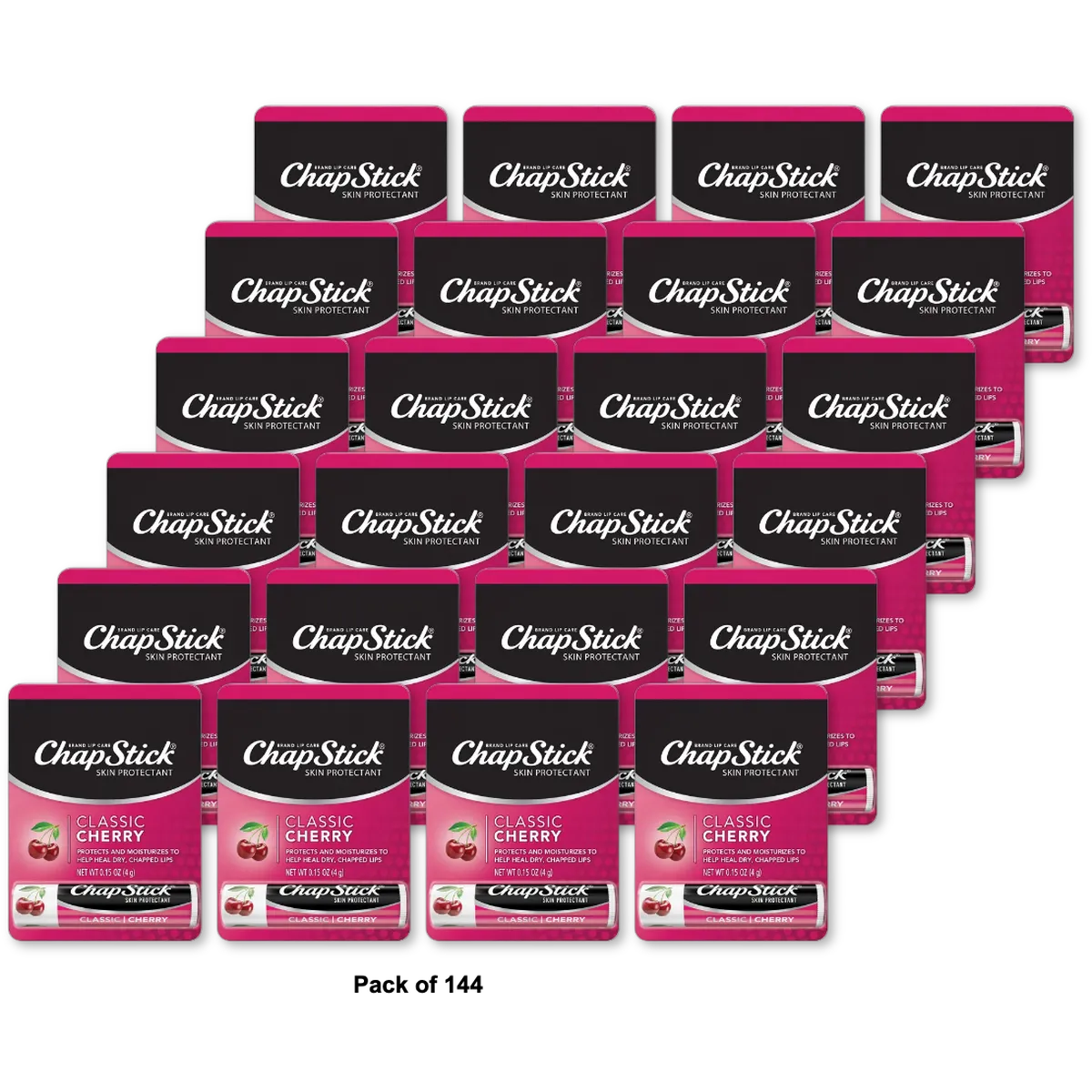 Chapstick Classic Cherry Flavor Skin Protectant Flavored Lip Balm Tube 0.15Oz (Pack of 144)