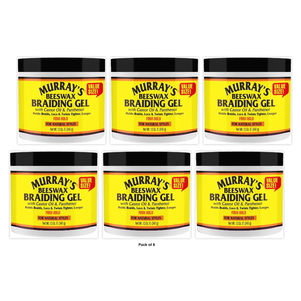 Murray's Beeswax Braiding Gel - 12.0 oz (Pack of 6)