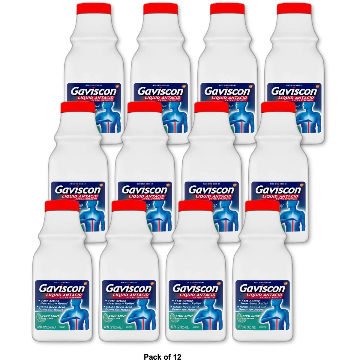 Gaviscon Extra Strength Liquid Relieves Heartburn 12Oz (Pack of 12)