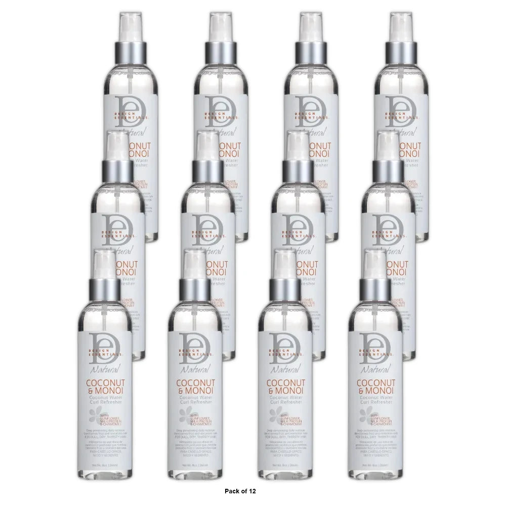 Design Essentials Coconut and Monoi Water 8 oz. Curl Refresher Moisturizing Un (Pack of 12)