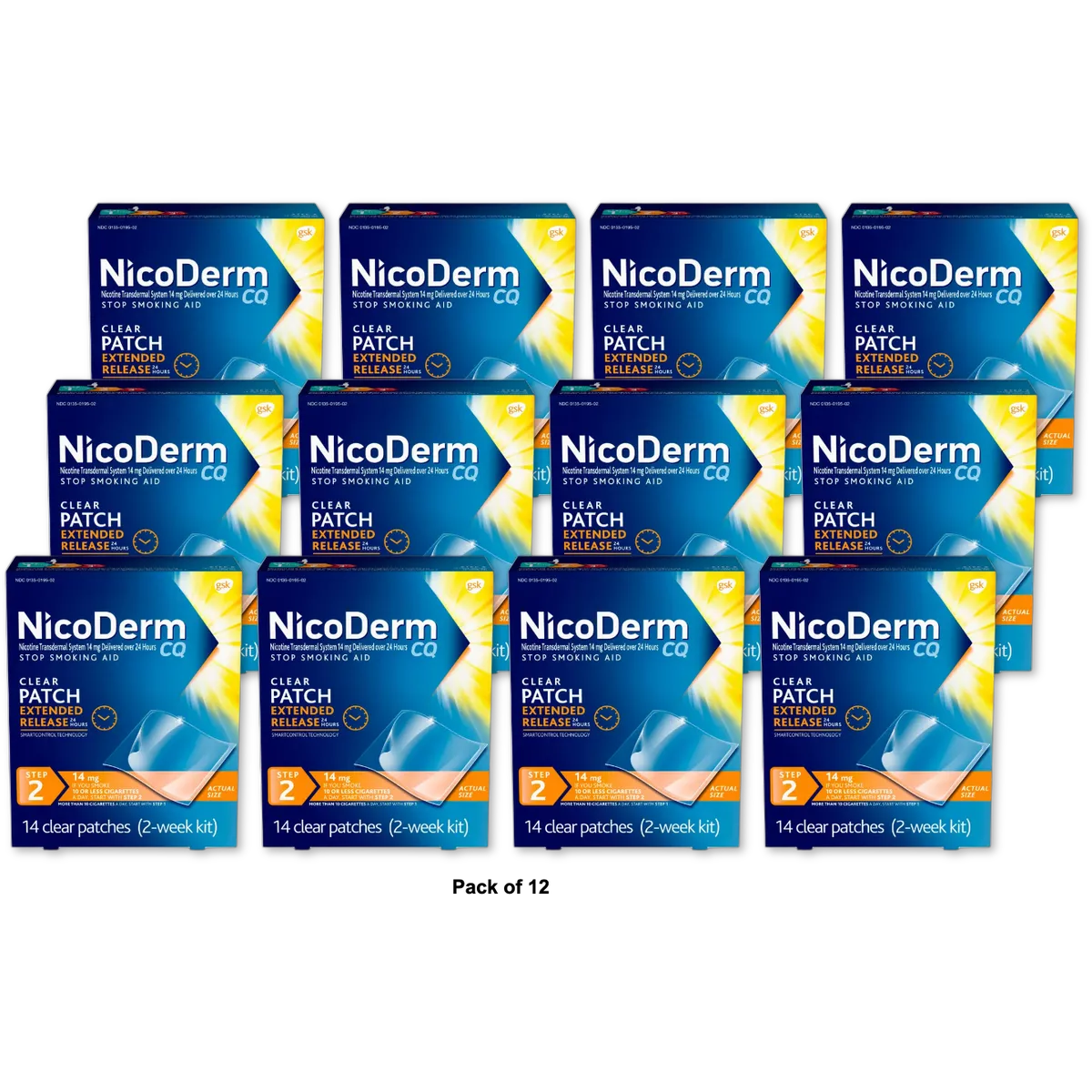 Nicoderm CQ Clear Nicotine Patch 14 Mg Stop Smoking Aid 1.76Oz (Pack of 12)