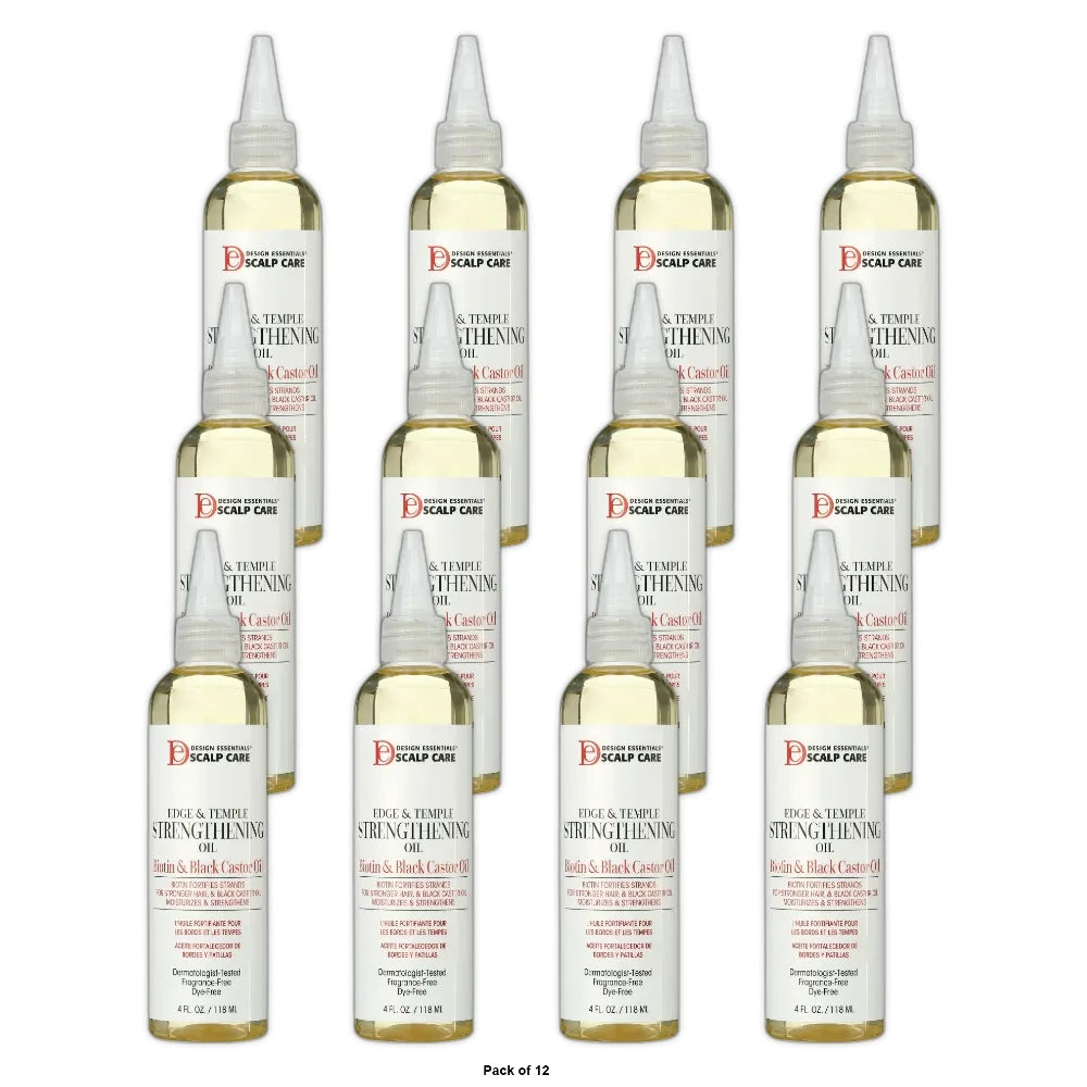 Design Essentials Edge & Temple Strengthening Hair Oil 4oz. All Hair Types Moi (Pack of 12)