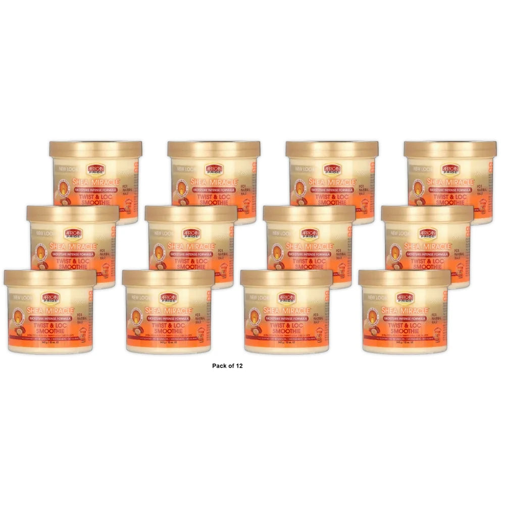 African Pride Shea Miracle Moisture Intense Twist & Loc Smoothie . Jar Cur (Pack of 12)