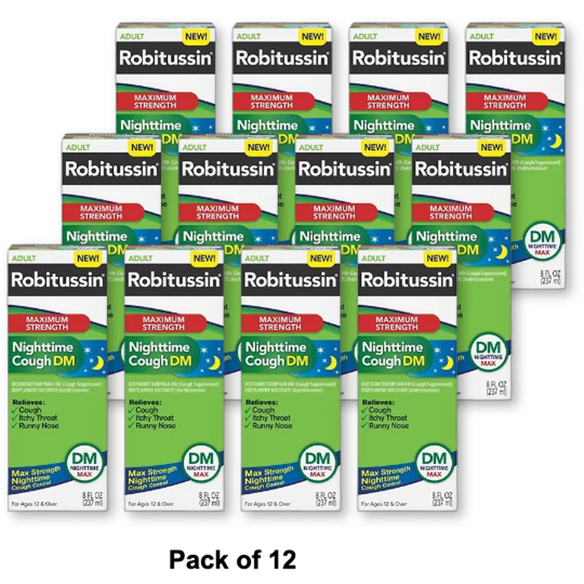 Robitussin Maximum Strength Nighttime Cough DM 8Oz (Pack of 12)