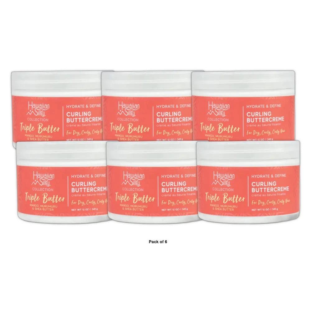 Hawaiian Silky - Triple Butter Hydrate Define Curling Butter Creme 16 Oz (Pack of 6)
