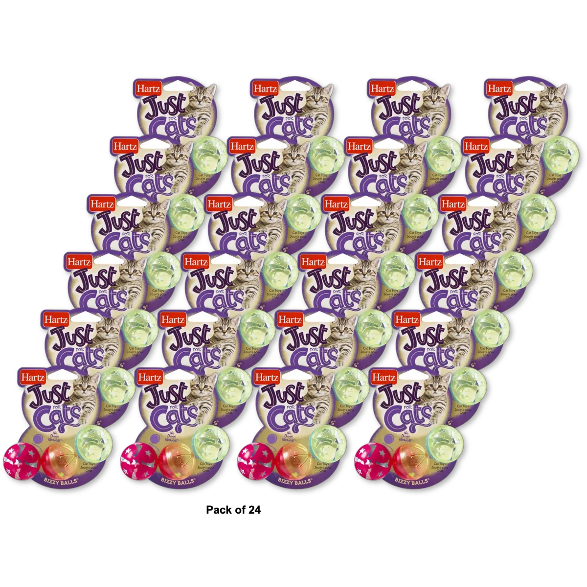 Hartz Just For Cats Bizzy Balls Cat Toy 0.8Oz (Pack of 24)