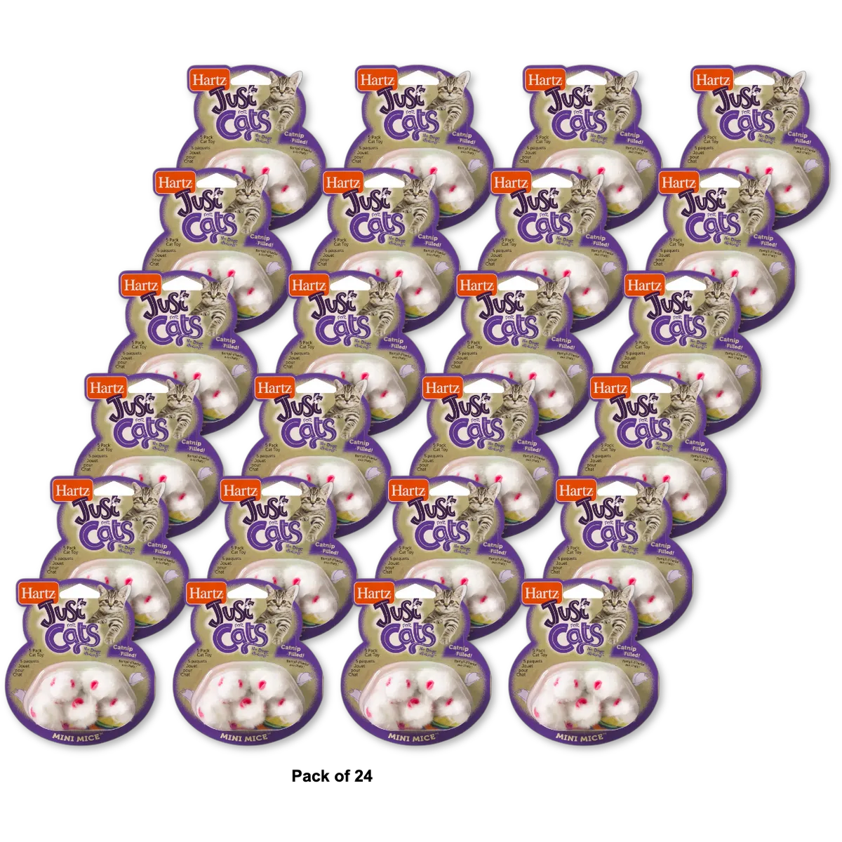 Hartz Just For Cats Mini Mice Cat Toy Catnip Filled 0.05Oz (Pack Of 24)