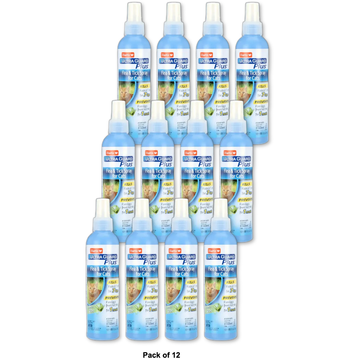 Hartz UltraGuard Plus Flea And Tick Spray for Cats 8Oz (Pack of 12)