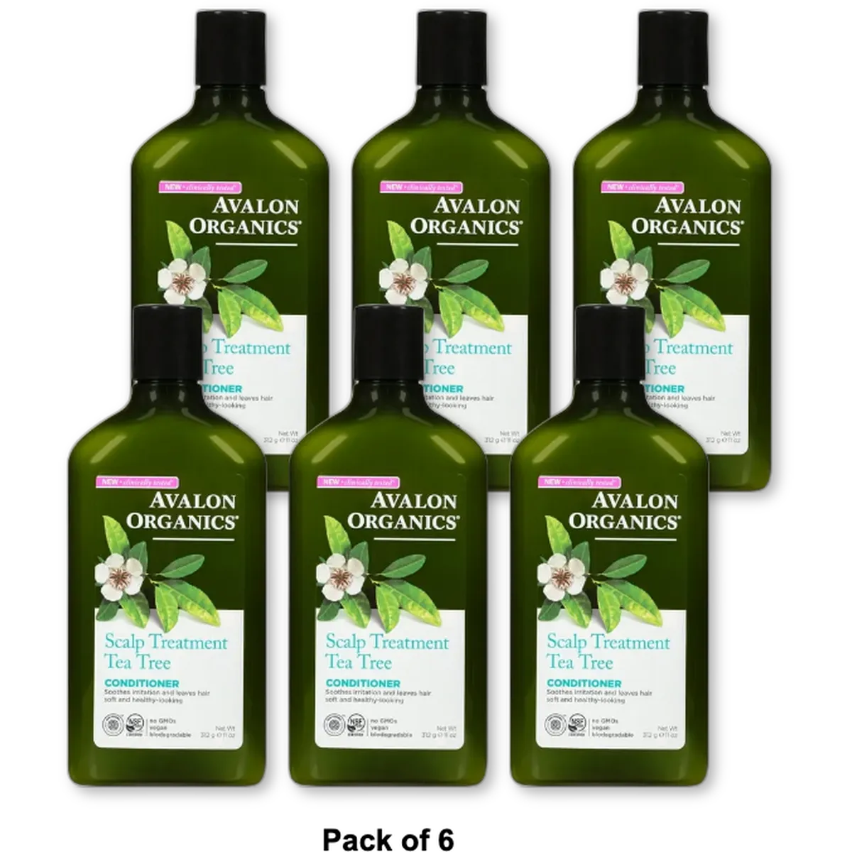 Avalon Organics Scalp Treatment Tea Tree Hair Conditioner 11Oz (Pack of 6)