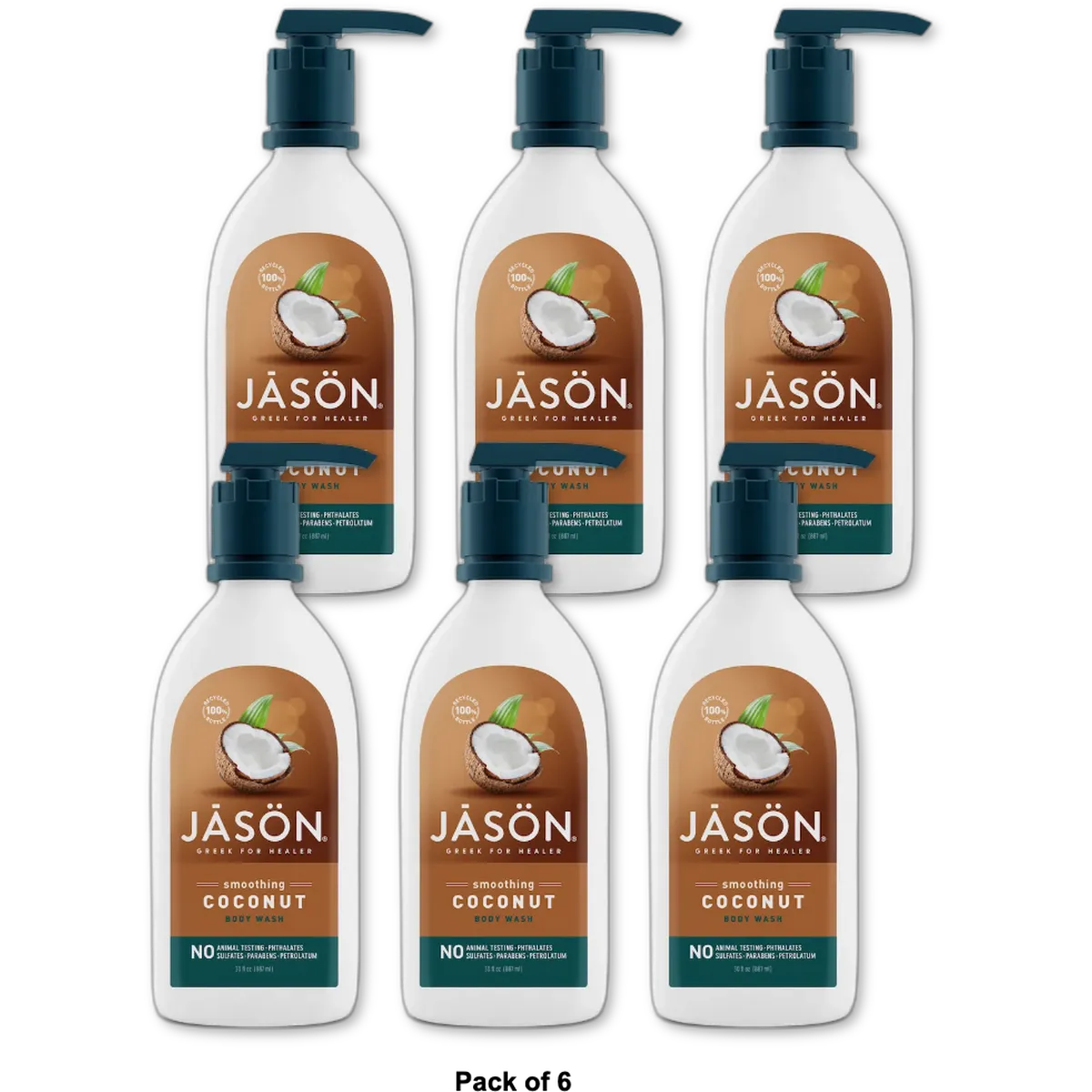 Jason Natural Smoothing Coconut Body Wash 30Oz (Pack of 6)