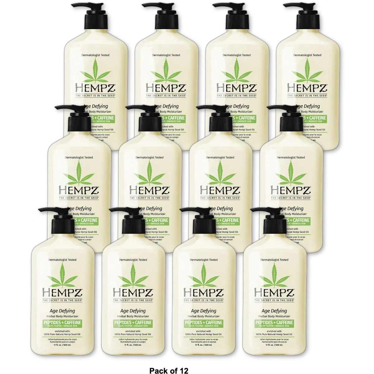 Hempz Age Defying Herbal Body Moisturizer with Pump 17Oz (Pack of 12)