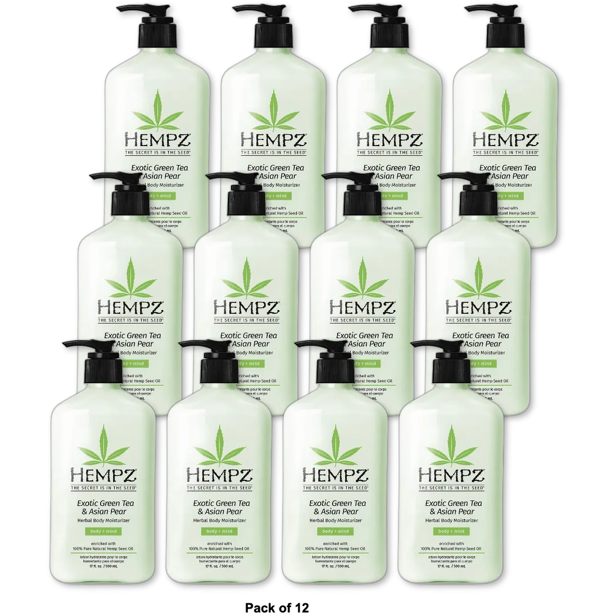 Hempz Exotic Green Tea and Asian Pear Herbal Body Moisturizer 17Oz (Pack of 12)
