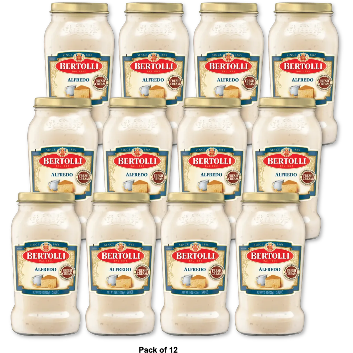 Bertolli Alfredo Sauce 15 oz with Aged Parmesan Cheese Regular (Pack of 12)