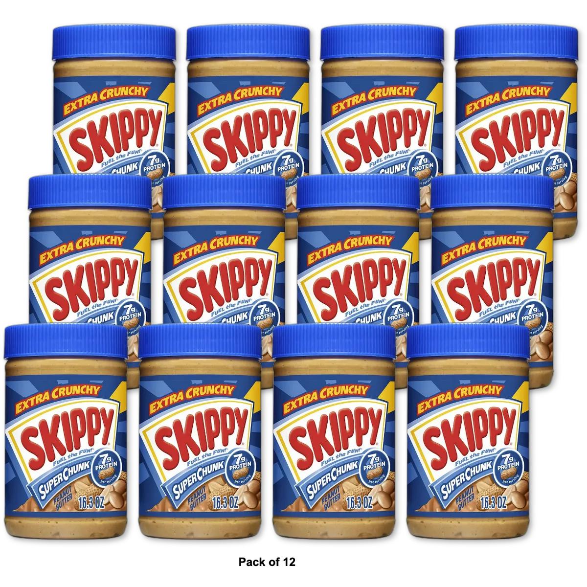Skippy Super Chunk Peanut Butter 16.3Oz (Pack of 12)