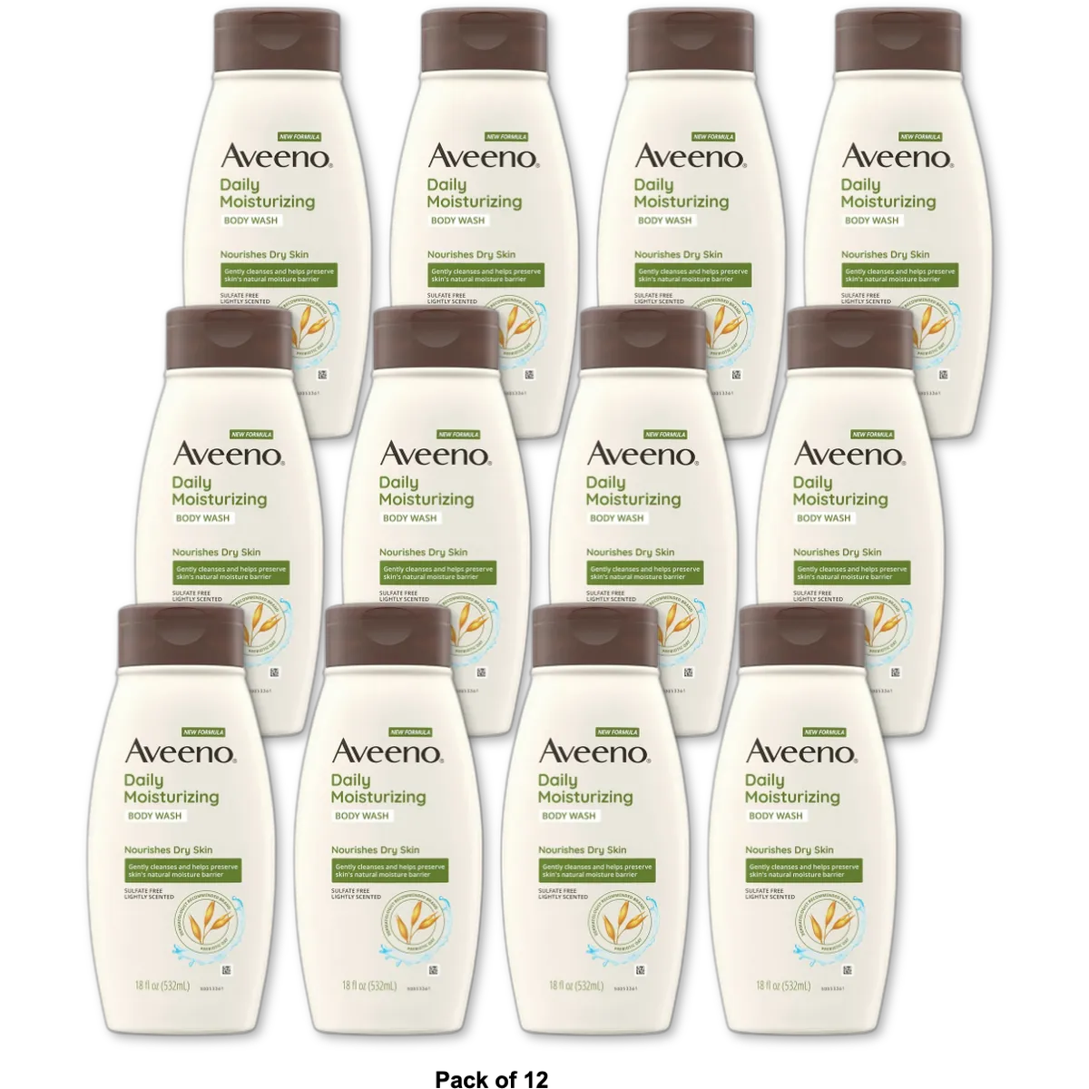 Aveeno Daily Moisturizing Body Wash 18Oz (Pack of 12)