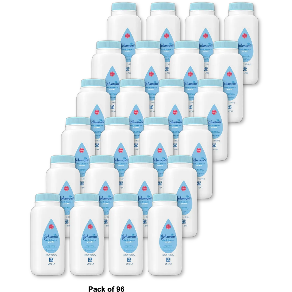 Johnsons Baby Powder With Aloe Vera And Vitamin E Pure Cornstarch 1.5Oz (Pack of 96)
