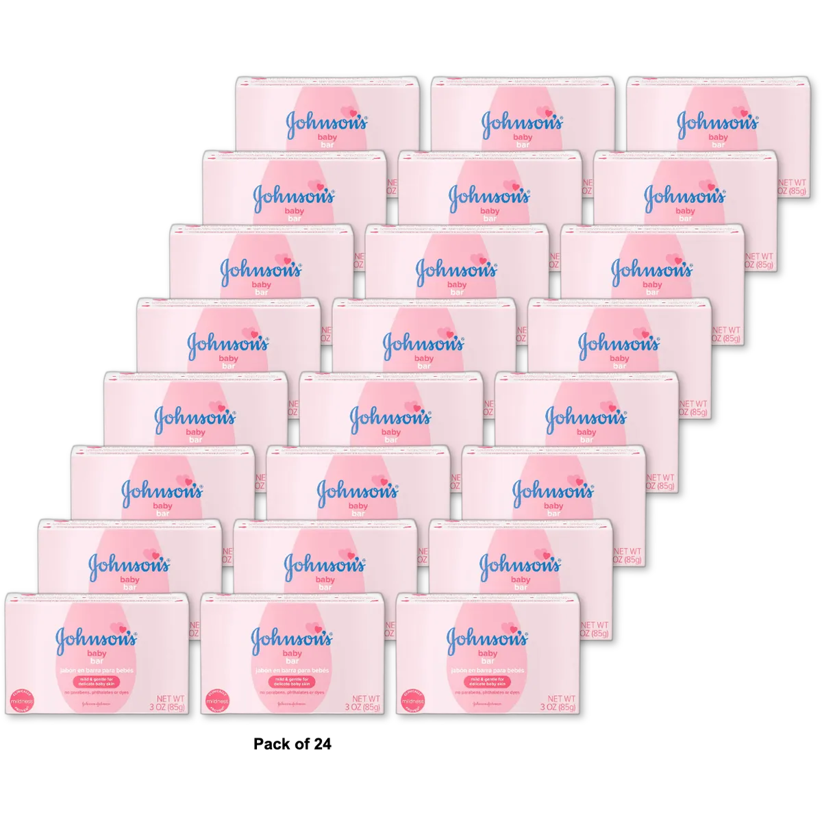 Johnsons Baby Soap Bar For Face And Body Gentle Fragrance 3Oz (Pack of 24)