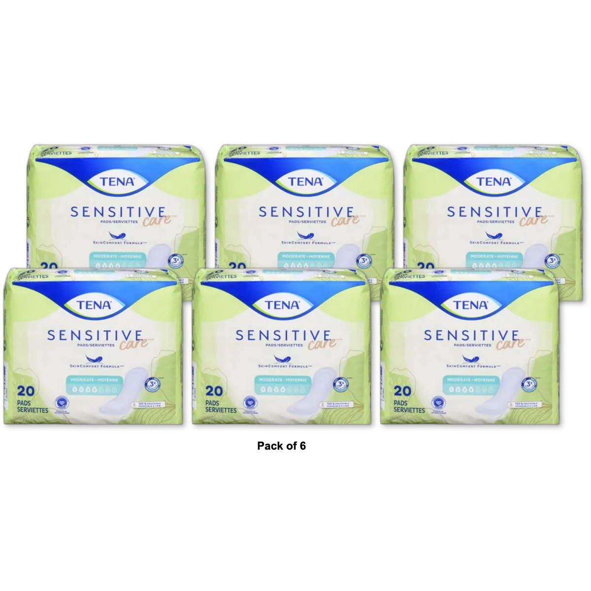 Tena Intimates Extra Coverage Overnight Incontinence Pads 10.23Oz (Pack of 6)