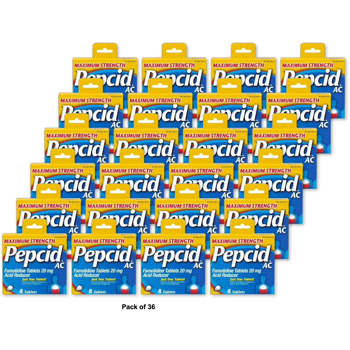 Pepcid Ac Maximum Strength Acid Reducer Famotidine Tablets8 Ea 1.12Oz (Pack of 36)