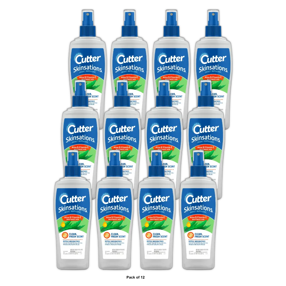 Cutter Skinsations Insect Repellent With Aloe And Vitamin E Clean Fresh Scent 7.5Oz (Pack of 12)