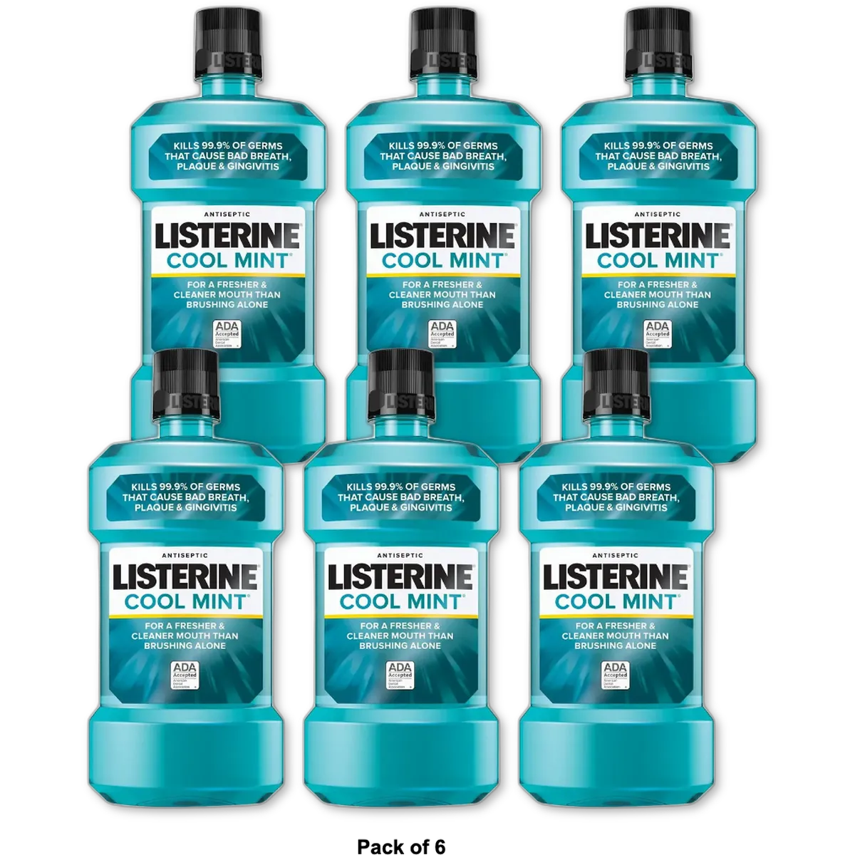 Listerine Antiseptic Cool Mint Mouthwash 33.80Oz (Pack of 6)