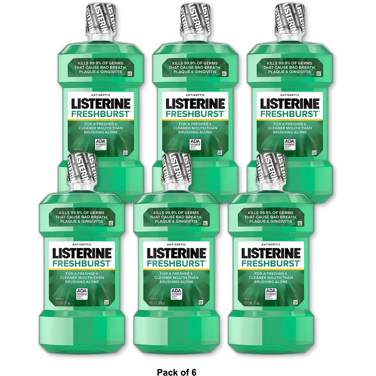 Listerine Freshburst Antiseptic Mouthwash 1 Liter 1.8Oz (Pack Of 6)