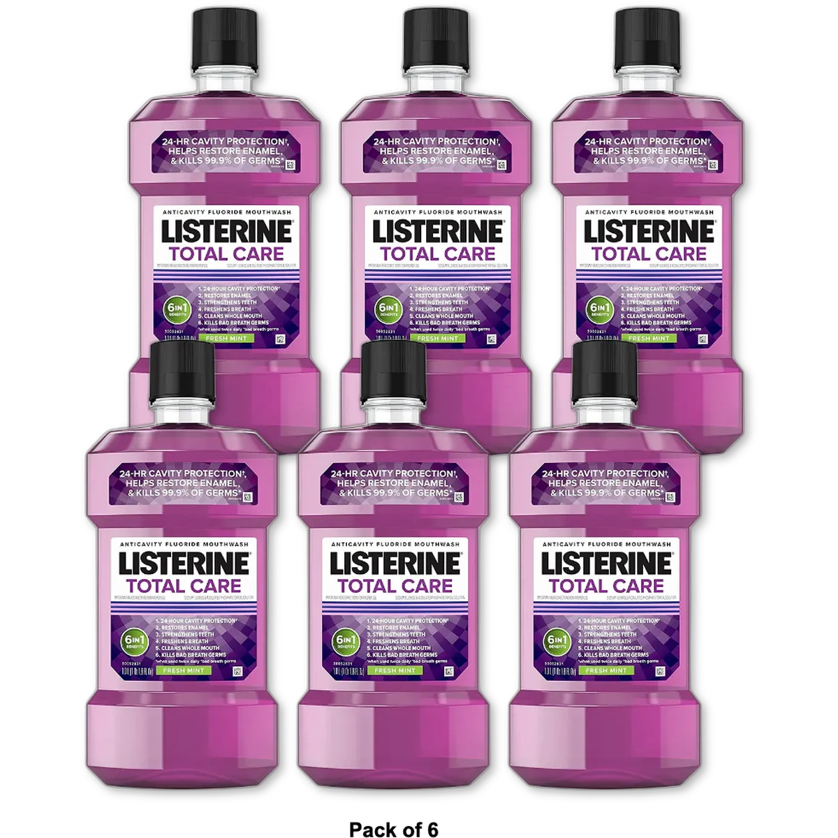 Listerine Total Care Teeth Defense Anticavity Mouthwash1 Litre 1.8Oz (Pack Of 6)