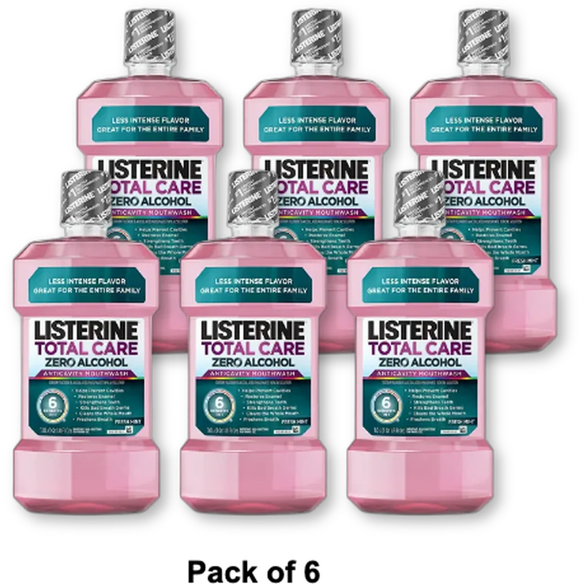 Listerine Total Care Zero Anticavity Mouthwash Fresh Mint Flavour1 Litre 1.8Oz (Pack Of 6)