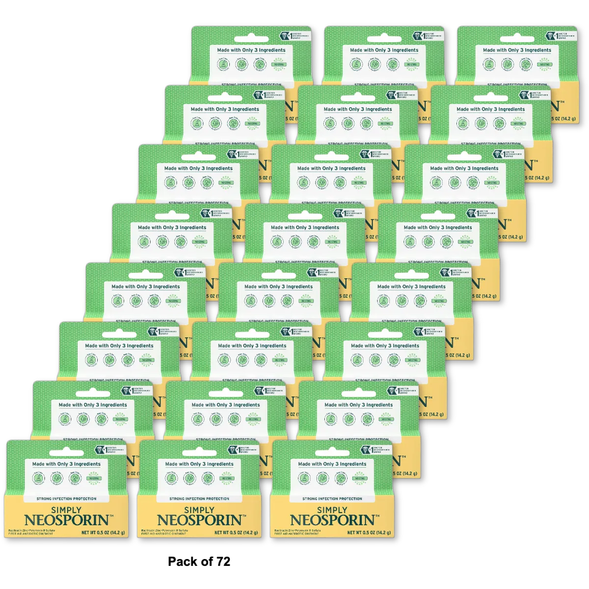 Neosporin Simply Formula 3 Ingredient First Aid Antibiotic Ointment 0.5Oz (Pack of 72)