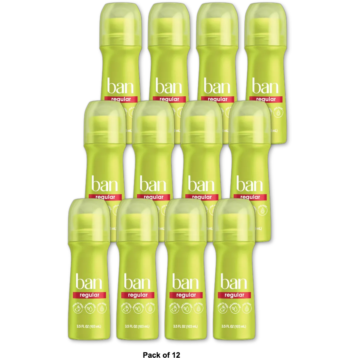 Ban Antiperspirant and Deodorant Original Roll On Regular 3.5Oz (Pack of 12)