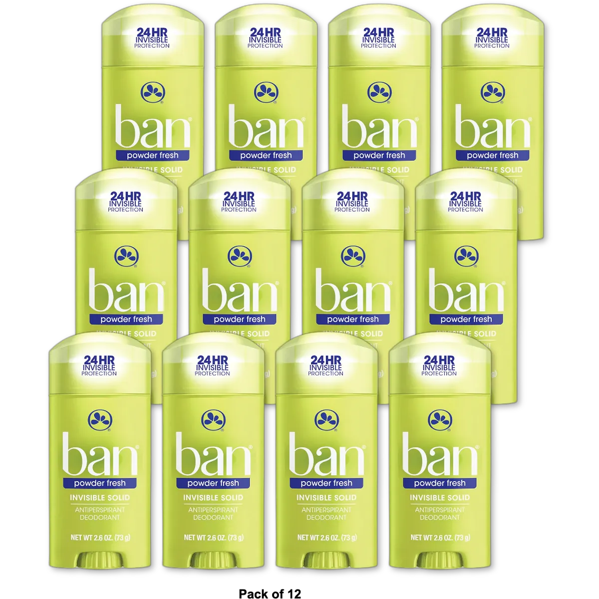 Ban Invisible Solid Anti-Perspirant Deodorant Powder Fresh 2.6Oz (Pack of 12)