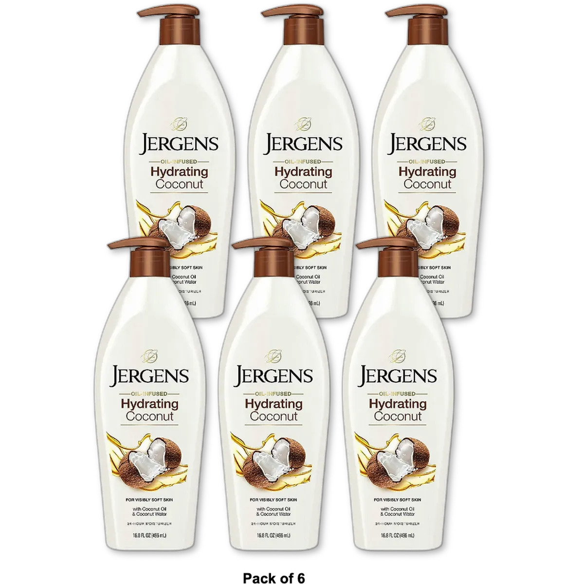 Jergens Hydrating Dry-skin Lotion Coconut 16.8Oz (Pack of 6)
