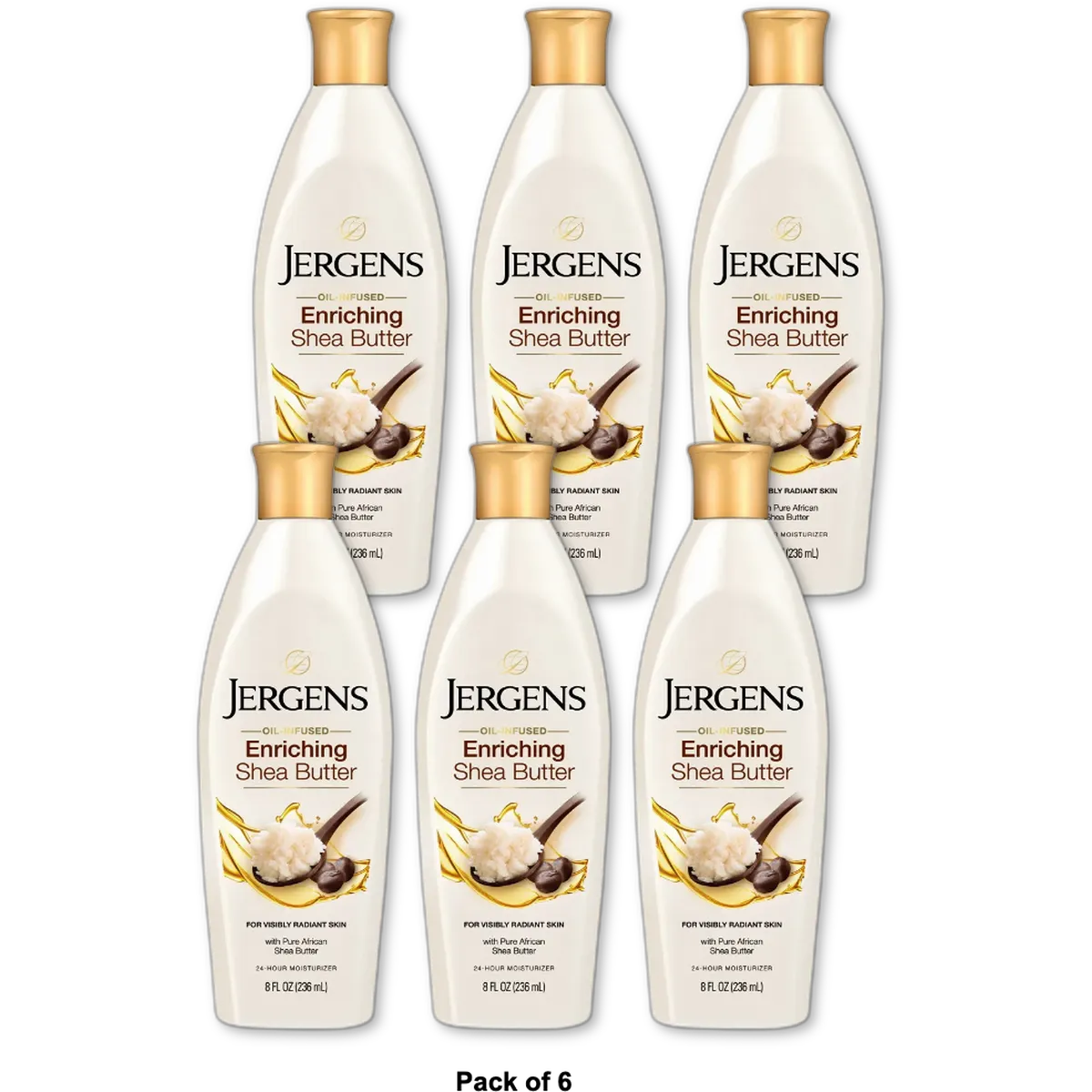 Jergens Shea Butter Skin Enriching Moisturizer 8Oz (Pack of 6)