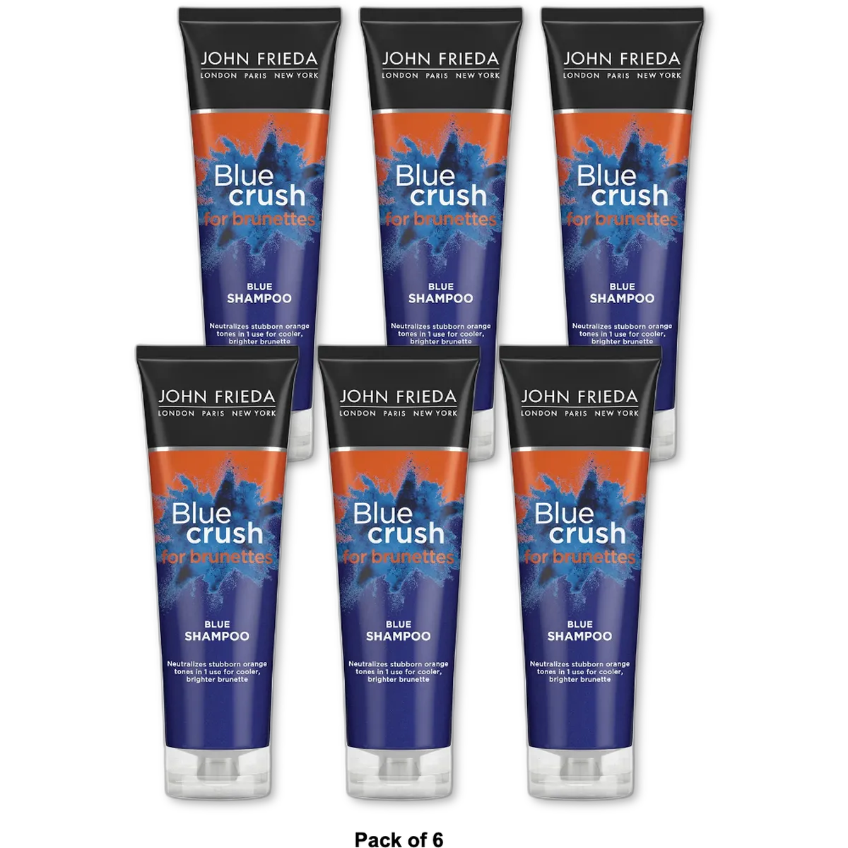 John Frieda Blue Shampoo Crush For Brunettes 8.3Oz (Pack of 6)