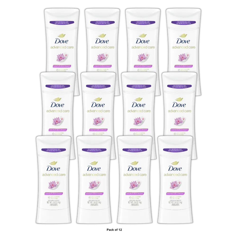 Dove Nourishing Secrets Calming Ritual Antiperspirant Deodorant Waterlily and Sakura Blossom 2.6Oz (Pack of 12)